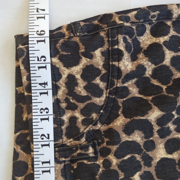 Faded Glory Cheetah Print Skinny Ankle Pants L Black Brown 12-14 - Picture 9 of 11